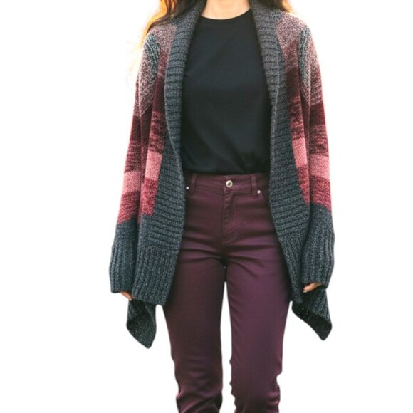 Multicolor Cardigan A.n.a. and Cato Burgundy Pants Set Large - Picture 7 of 13